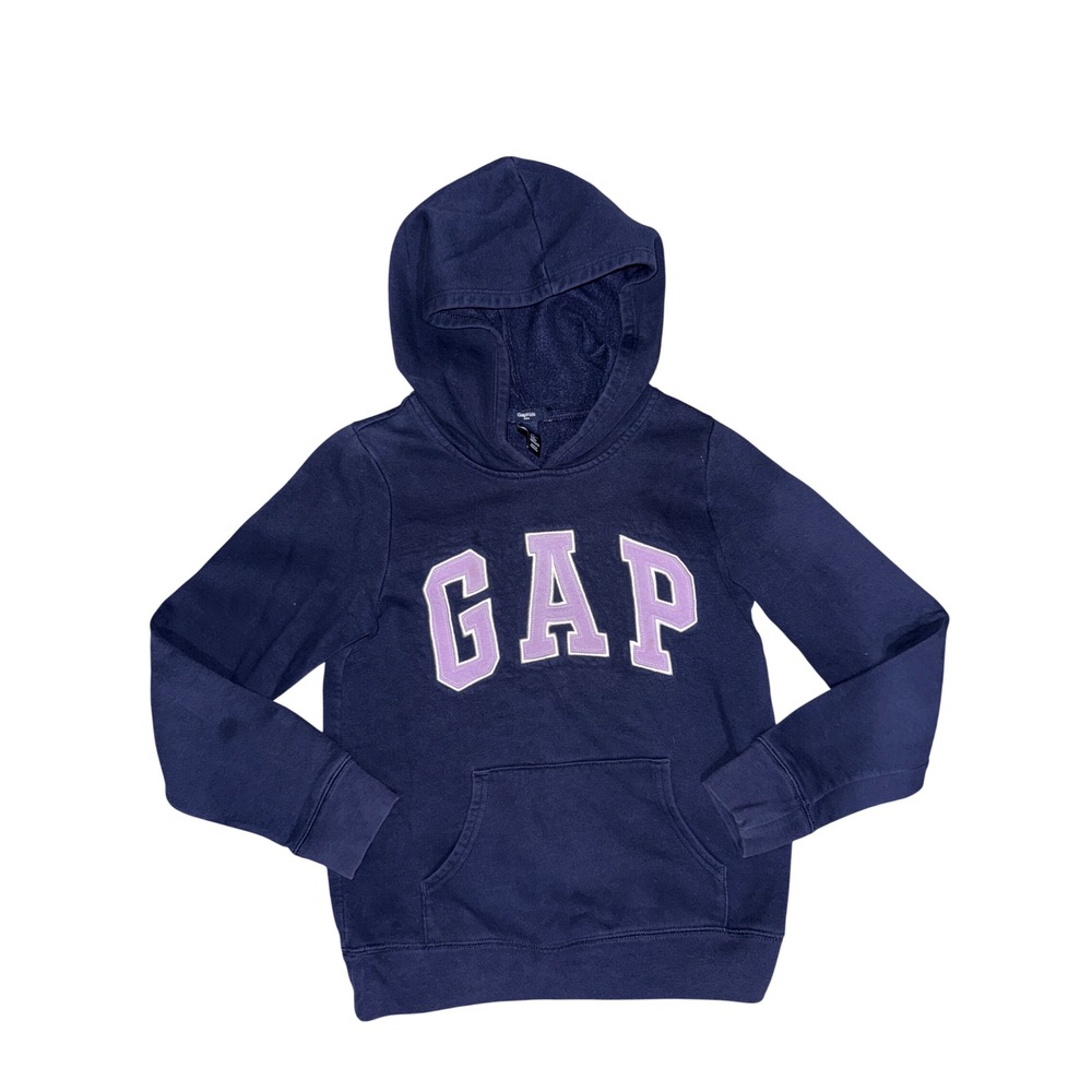 GapKids Navy Blue w/Purple Logo Pullover Hoodie Sweatshirt Girls XL 16